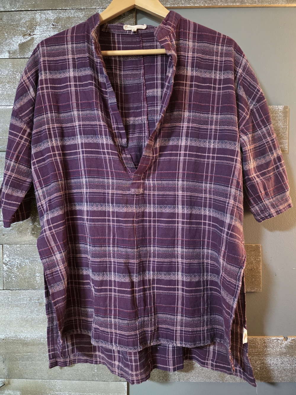 Gilded Intent Purple Plaid V-Neck Tunic